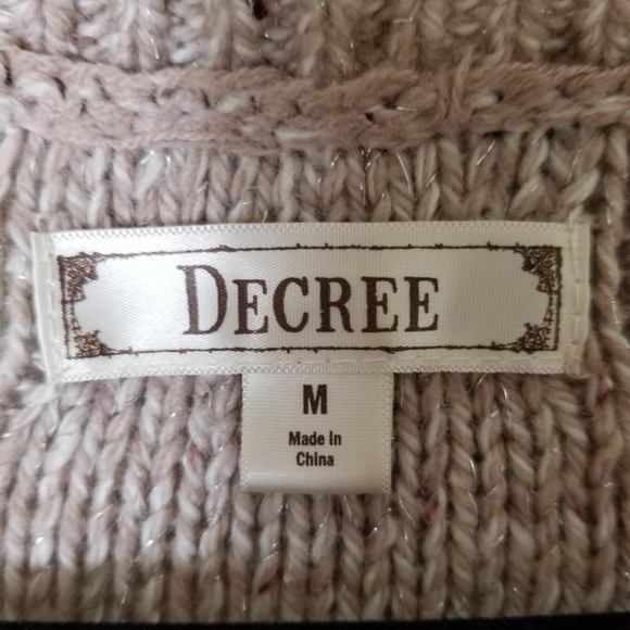 DECREE blush pink metallic thread wool blend cropped long sleeve sweater M - Picture 6 of 7